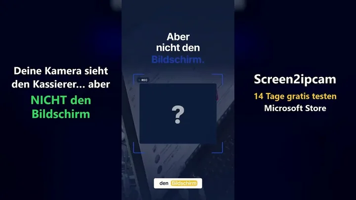 Ihre Kamera sieht den Kassierer, aber nicht den Bildschirm